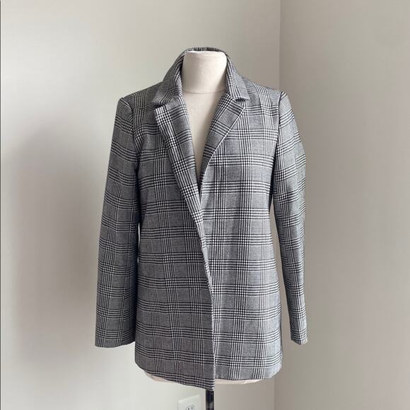 MISSGUIDED Houndstooth Blazer Womens Sz 6 Black White Metallic Classic - Picture 1 of 7